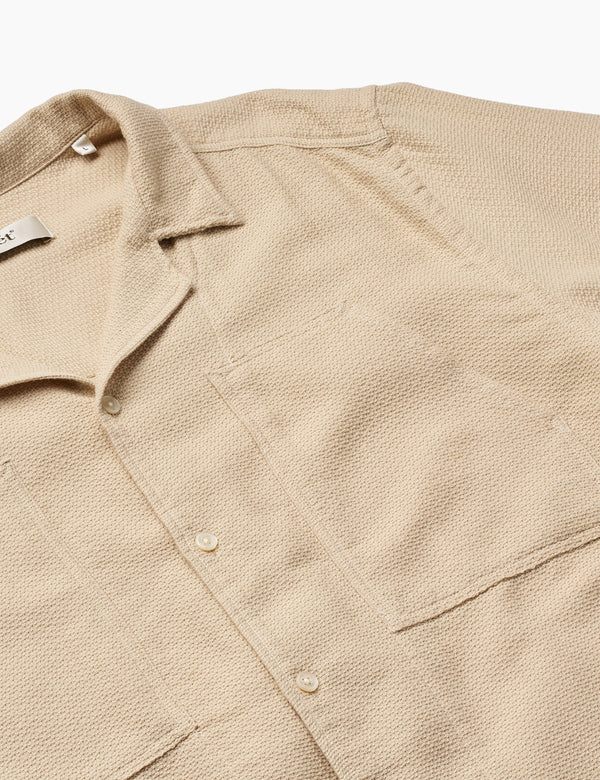 LAGOON GIRO INGLESE REGULAR FIT SS SHIRT - OATMEAL