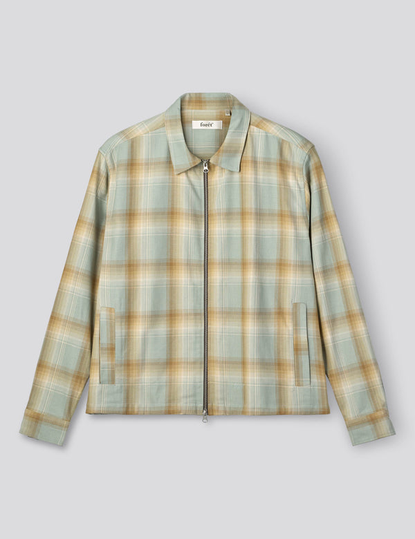LOFT ZIP TWILL SHIRT - GREEN OXIDE CHECK