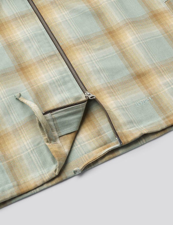 LOFT ZIP TWILL SHIRT - GREEN OXIDE CHECK