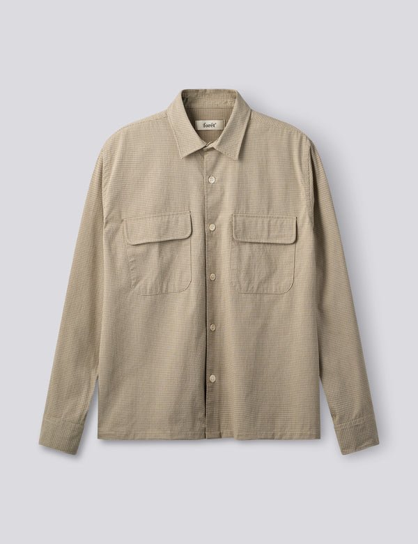 LUNAR RELAXED FIT TEXTURED OVERSHIRT - KHAKI GREEN CHECK