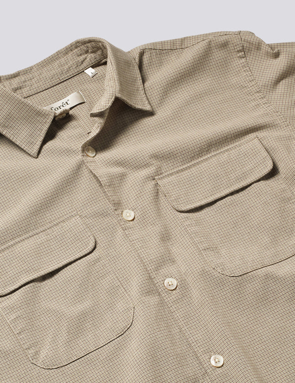 LUNAR RELAXED FIT TEXTURED OVERSHIRT - KHAKI GREEN CHECK