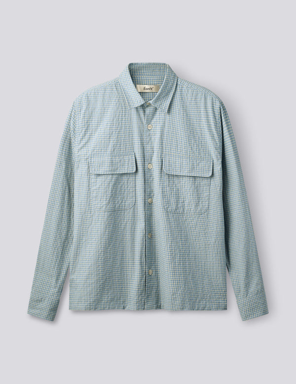 LUNAR RELAXED FIT TEXTURED OVERSHIRT - LIGHT BLUE CHECK