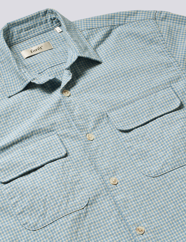 LUNAR RELAXED FIT TEXTURED OVERSHIRT - LIGHT BLUE CHECK