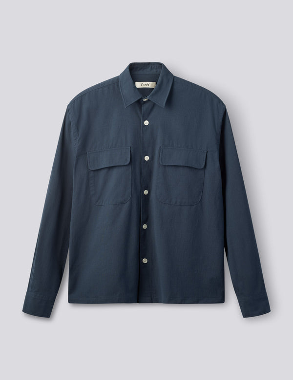 LUNAR RELAXED FIT TEXTURED OVERSHIRT - NAVY