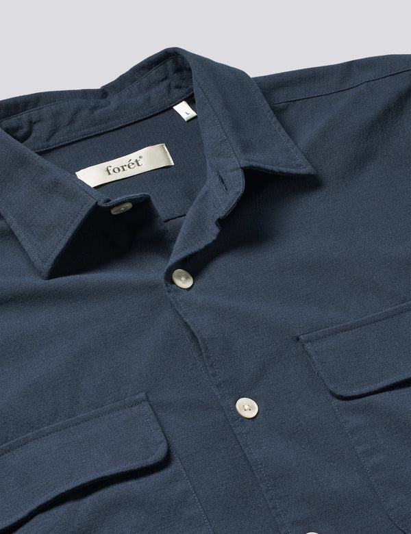LUNAR RELAXED FIT TEXTURED OVERSHIRT - NAVY