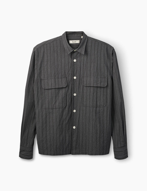 LUNAR RELAXED FIT TEXTURED OVERSHIRT - BLACK STRIPE