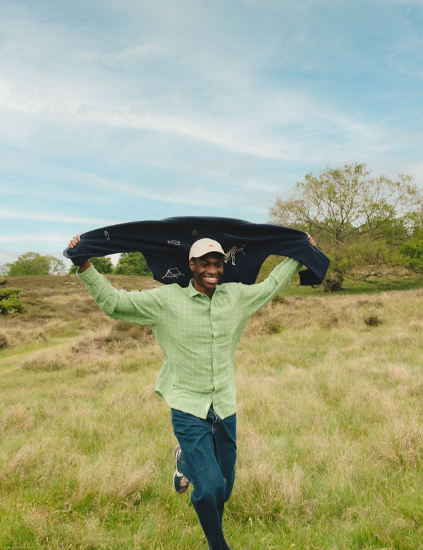 BIRD EMBROIDERY KNIT JACKET - NAVY