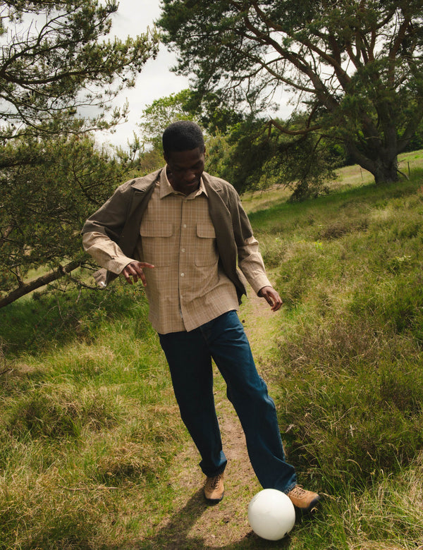 LUNAR RELAXED FIT TEXTURED OVERSHIRT - KHAKI CHECK