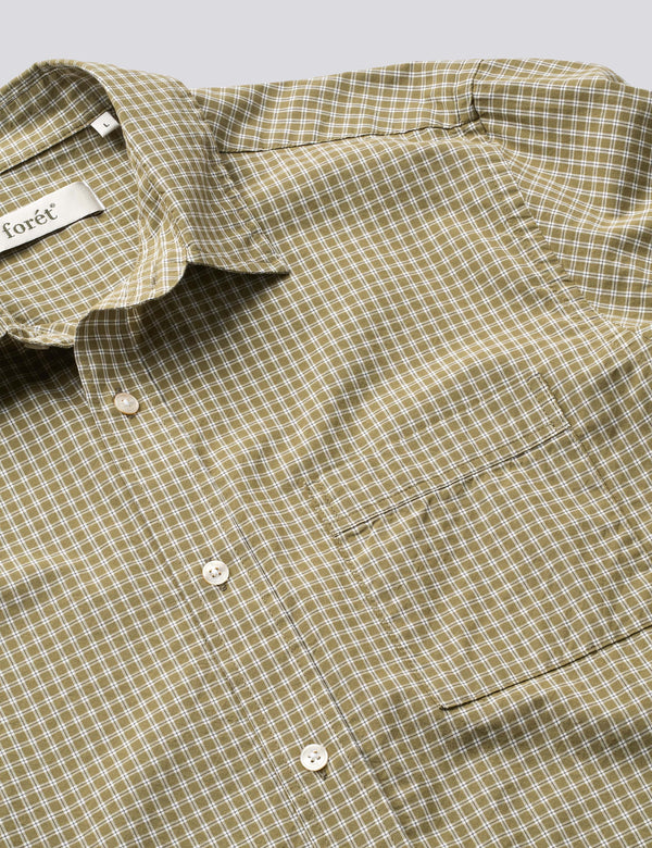 MAPLE POPLIN SHIRT - ARMY/CLOUD