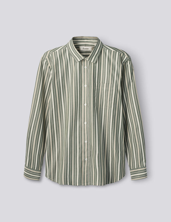 MAPLE POPLIN SHIRT - DARK GREEN STRIPE