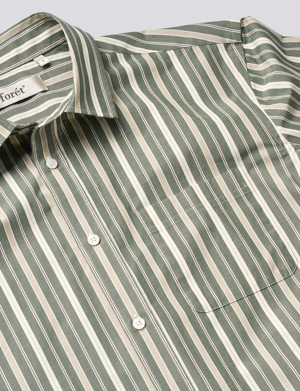 MAPLE POPLIN SHIRT - DARK GREEN STRIPE