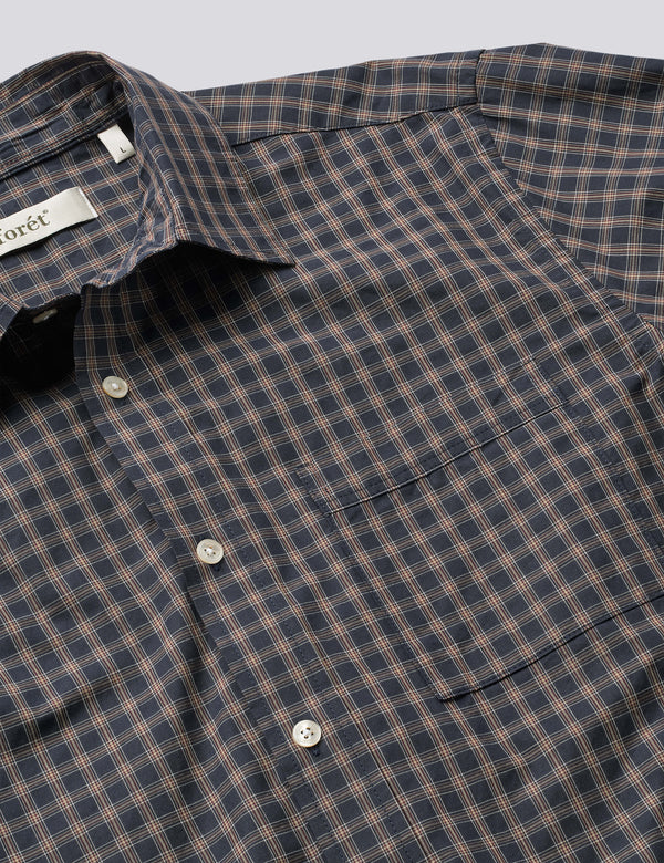 MAPLE POPLIN SHIRT - NAVY/RED