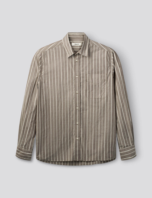 MAPLE REGULAR FIT POPLIN SHIRT - BROWN STRIPE