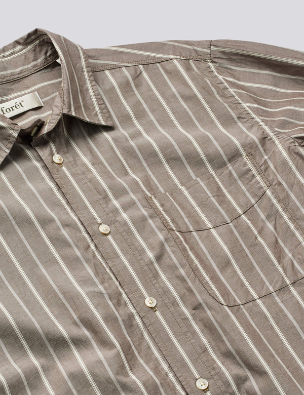 MAPLE REGULAR FIT POPLIN SHIRT - BROWN STRIPE