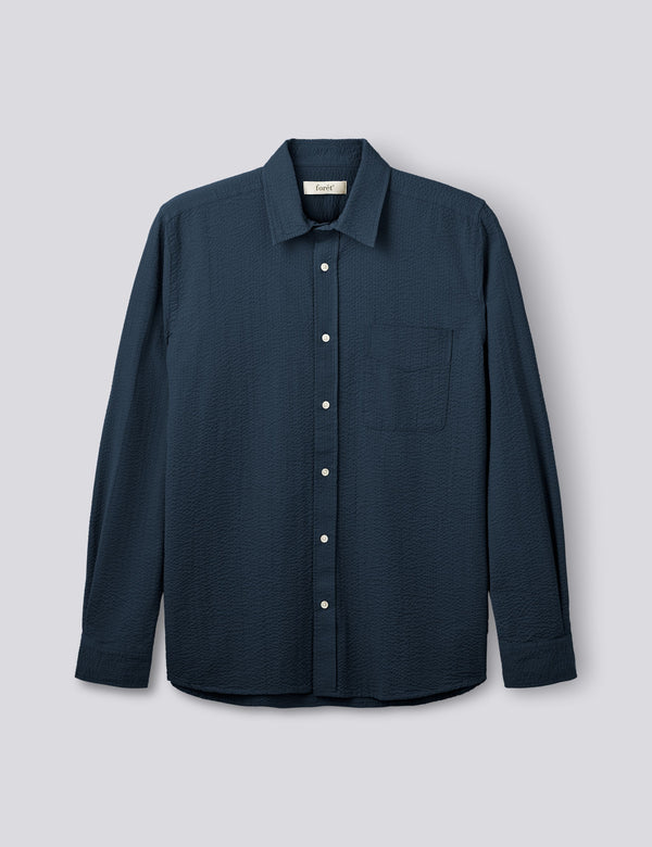 MAPLE REGULAR FIT SEERSUCKER SHIRT - NAVY