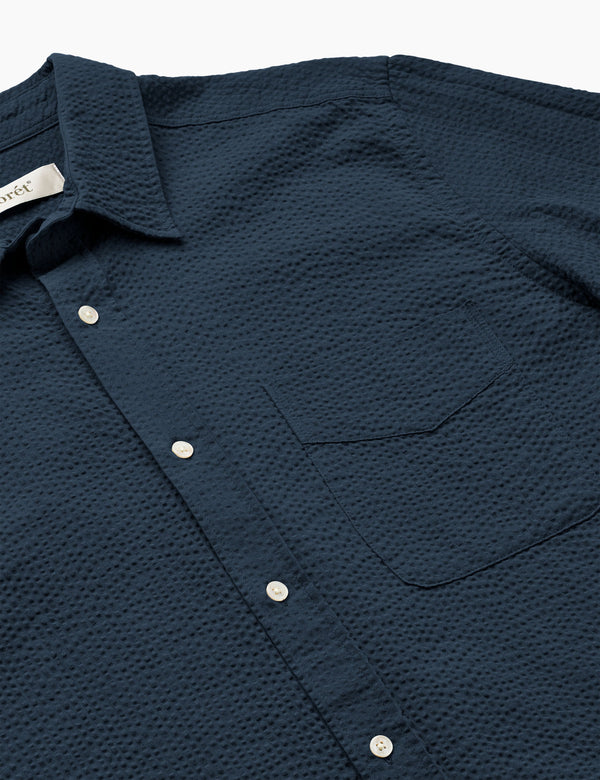 MAPLE REGULAR FIT SEERSUCKER SHIRT - NAVY