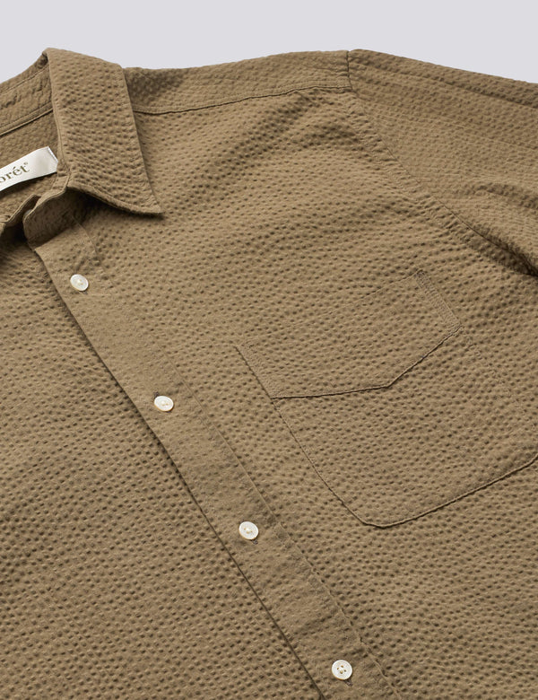 MAPLE REGULAR FIT SEERSUCKER SHIRT - STONE
