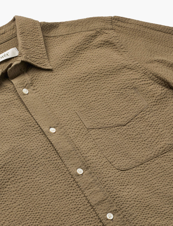 MAPLE REGULAR FIT SEERSUCKER SHIRT - STONE