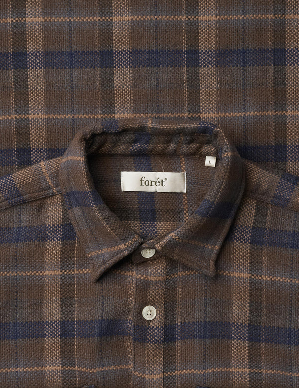 MOON RELAXED FIT OVERSHIRT - WOOD CHECK