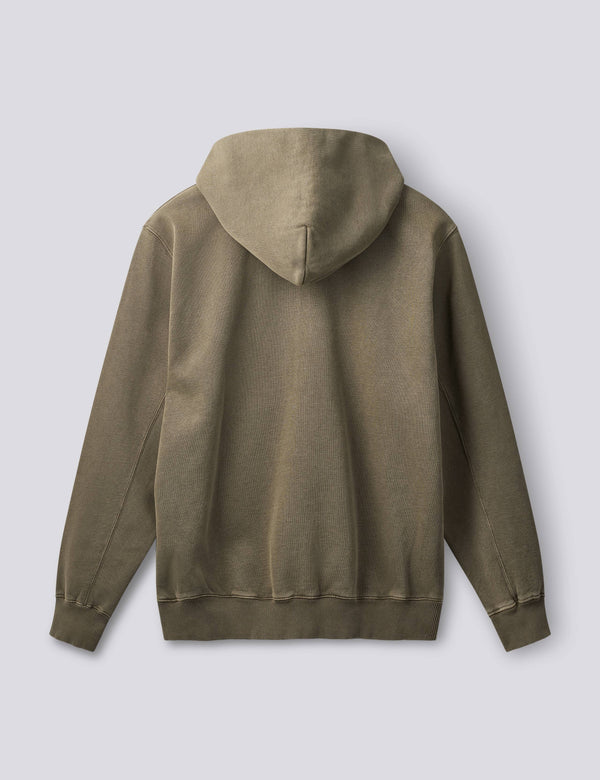 NOON PIGMENT DYED ZIP HOODIE - WOOD