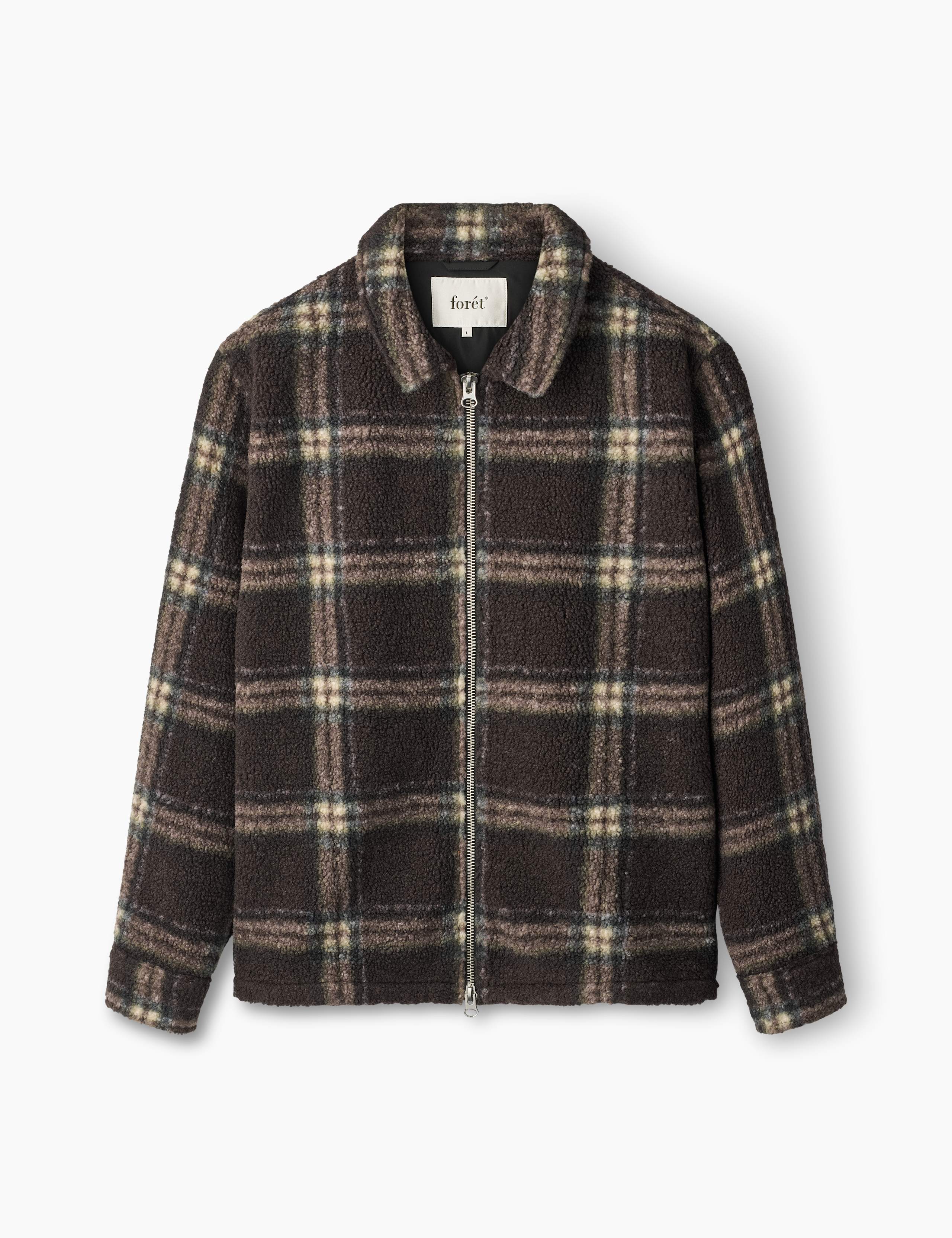 CABIN ZIP FLEECE - BROWN/CHECK