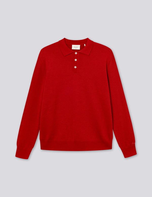 BASE MERINO POLO KNIT - RED