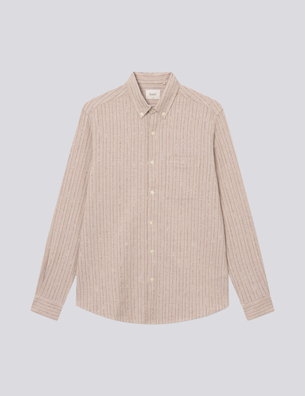 CAMP LINEN SHIRT - KHAKI STRIPE