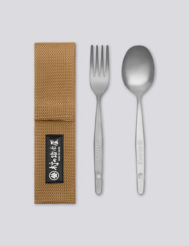 MURANOKAJIYA X FORÉT - FORK & SPOON SET - TITANIUM