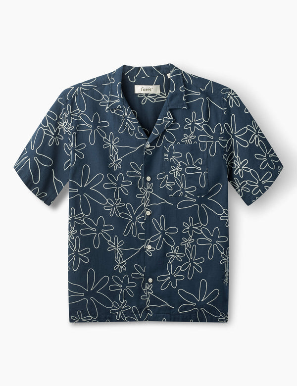 PEER EMBROIDERY REGULAR FIT SS SHIRT - NAVY