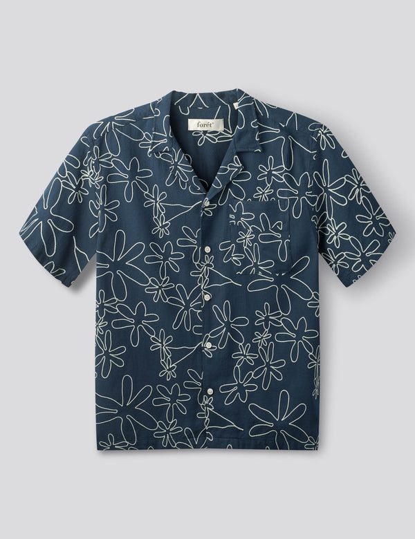 PEER EMBROIDERY REGULAR FIT SS SHIRT - NAVY