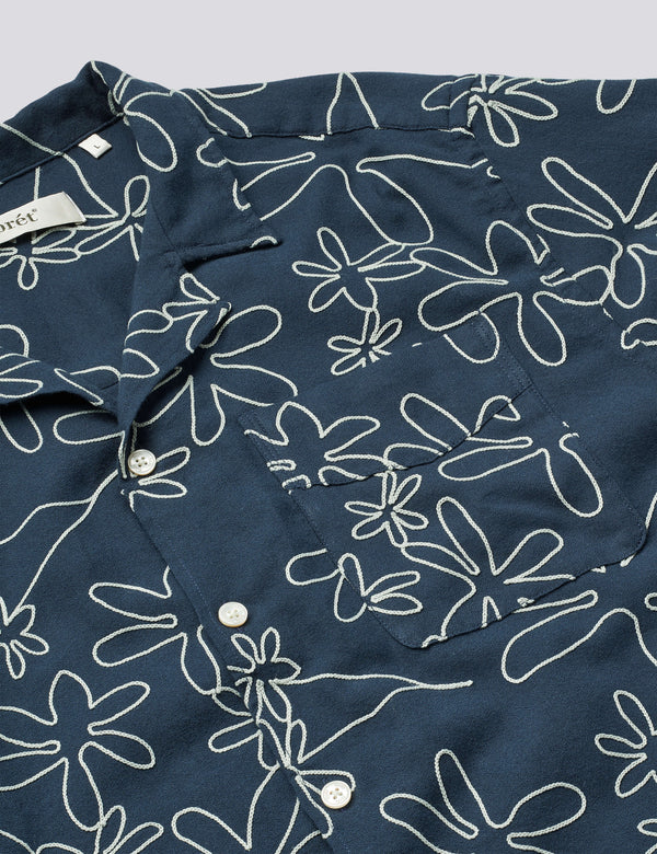 PEER EMBROIDERY REGULAR FIT SS SHIRT - NAVY