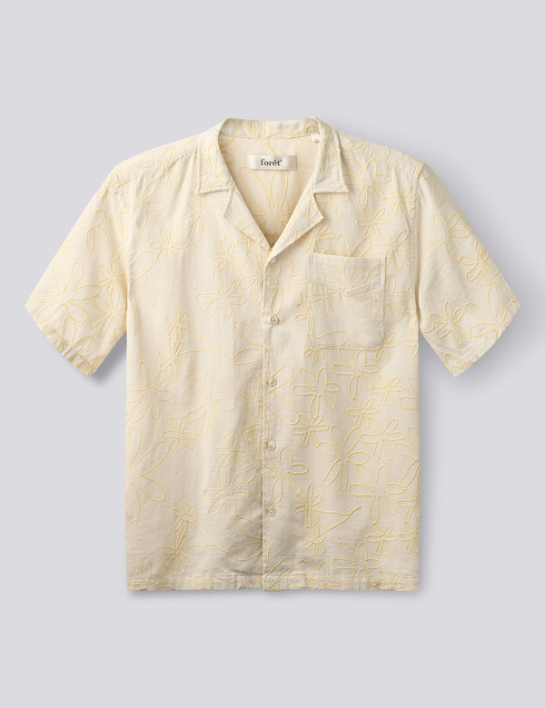 PEER EMBROIDERY REGULAR FIT SS SHIRT - OFF WHITE