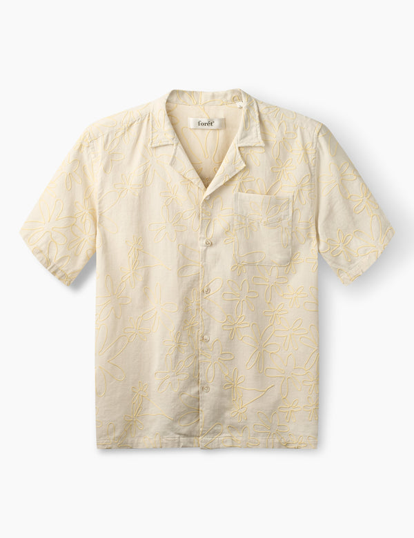PEER EMBROIDERY REGULAR FIT SS SHIRT - OFF WHITE