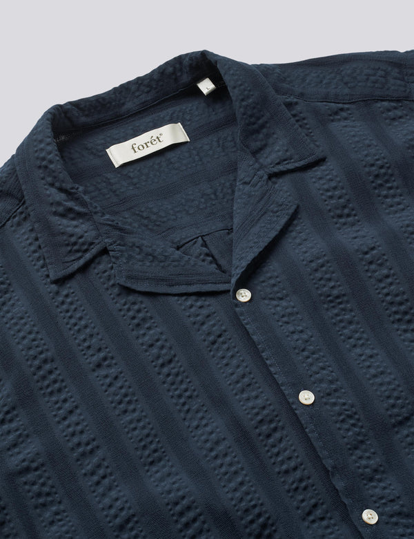 PEER JACQUARD STRIPE REGULAR FIT SS SHIRT - NAVY