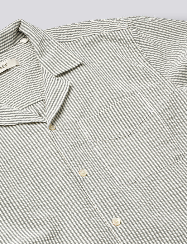 PEER SEERSUCKER REGULAR FIT SS SHIRT - LIGHT BLUE/STRIPE