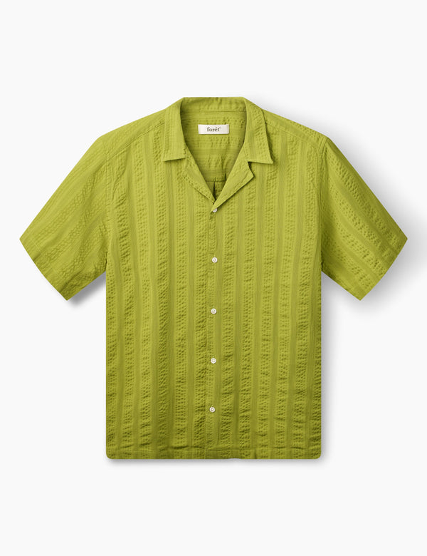 PEER JACQUARD STRIPE REGULAR FIT SS SHIRT - MOSS