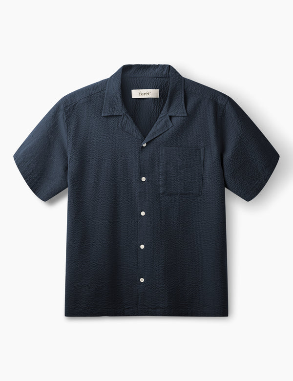 PEER SEERSUCKER REGULAR FIT SS SHIRT - NAVY