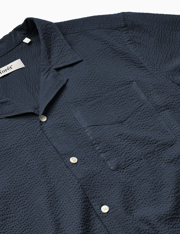 PEER SEERSUCKER REGULAR FIT SS SHIRT - NAVY