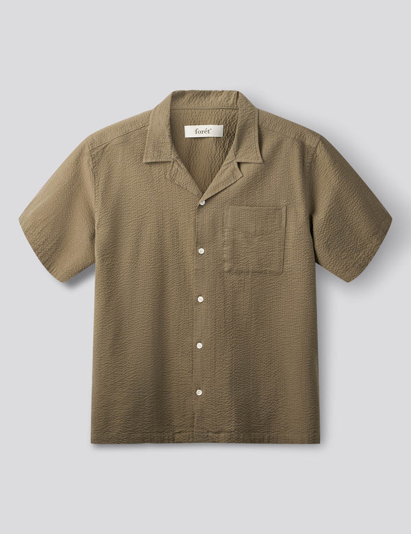 PEER SEERSUCKER REGULAR FIT SS SHIRT - STONE