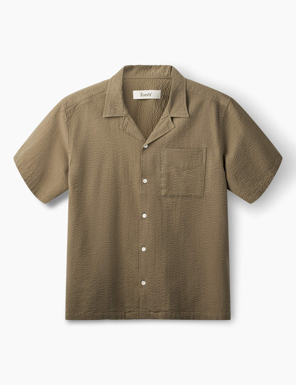 PEER SEERSUCKER REGULAR FIT SS SHIRT - STONE