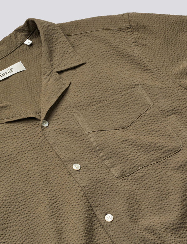 PEER SEERSUCKER REGULAR FIT SS SHIRT - STONE