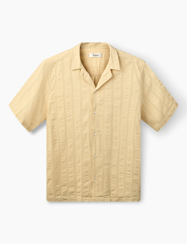 PEER JACQUARD STRIPE REGULAR FIT SS SHIRT - VINTAGE YELLOW