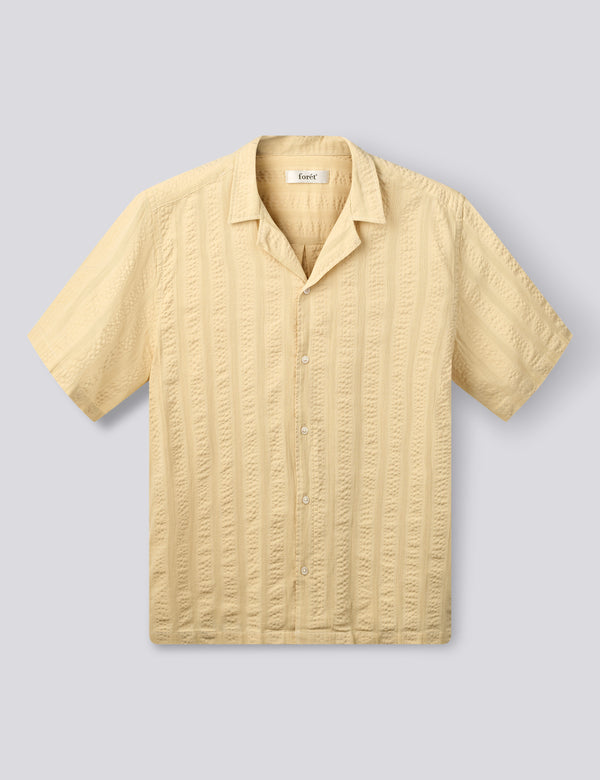 PEER JACQUARD STRIPE REGULAR FIT SS SHIRT - VINTAGE YELLOW