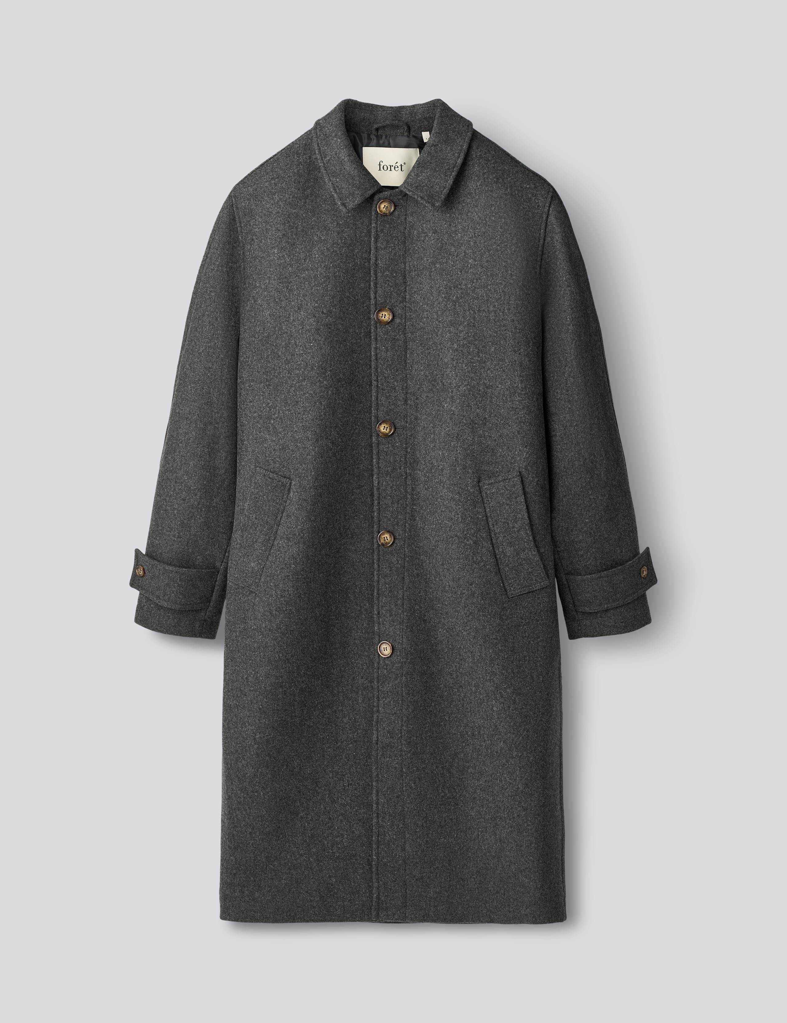 PINE WOOL COAT - DARK GREY MELANGE – foret
