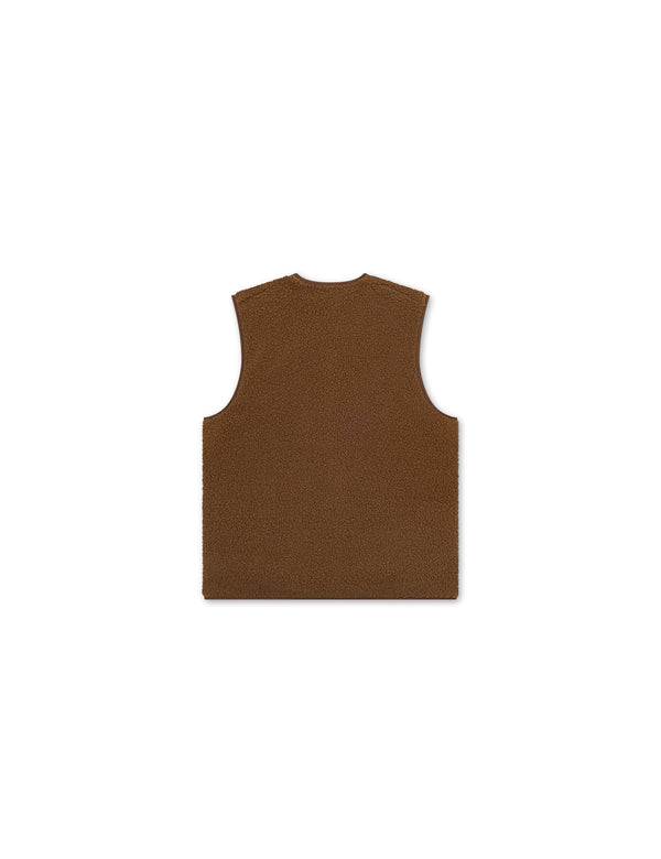 AURA SHERPA FLEECE VEST - BROWN