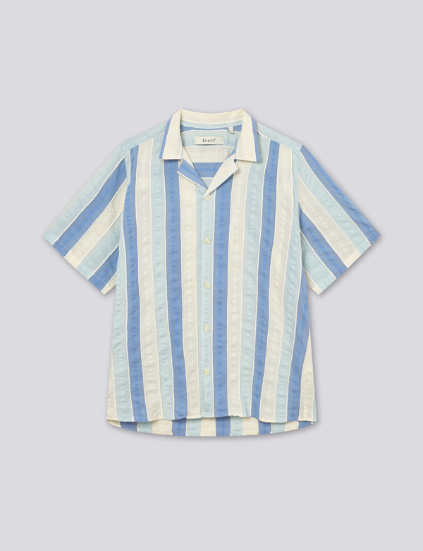 PEER JACQUARD SS SHIRT - BLUE/CLOUD