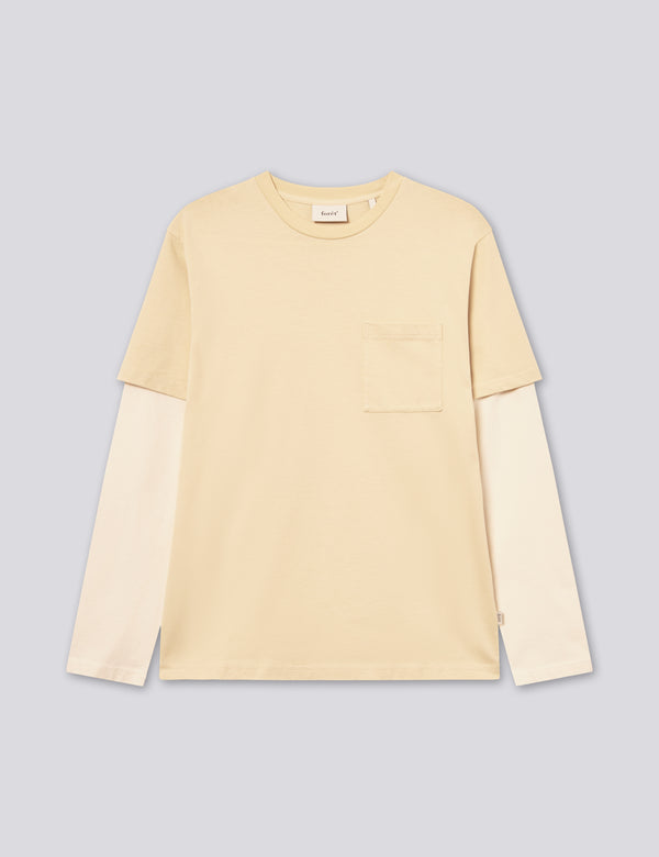 PLANET DOUBLE LONGSLEEVE - DUSTY YELLOW/CLOUD