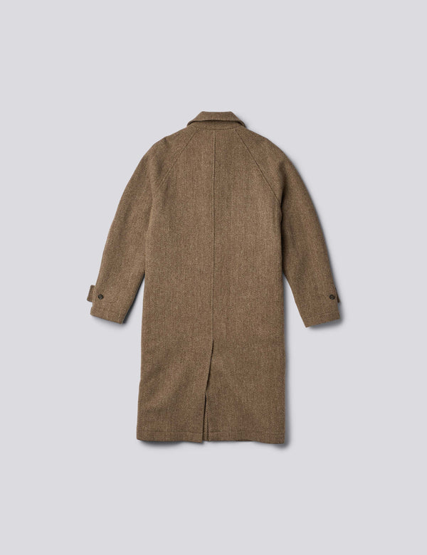 PINE WOOL COAT - BROWN HERRINGBONE