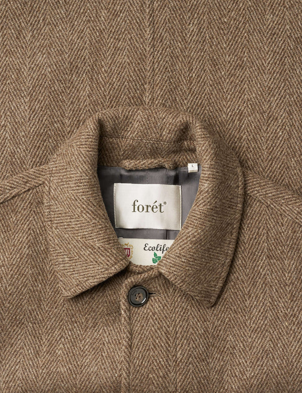 PINE WOOL COAT - BROWN HERRINGBONE