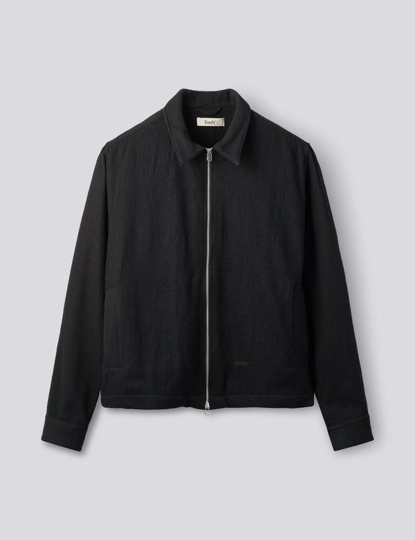 RAVEN WOOL ZIP OVERSHIRT - BLACK